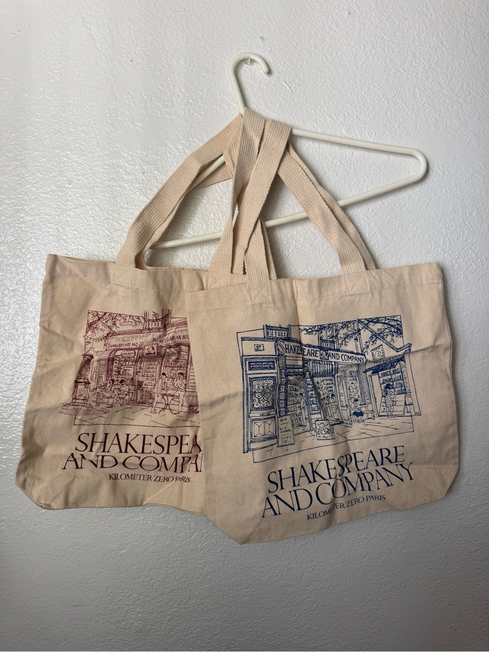 Canvas Tote Bag - Cream with Blue or Maroon Print